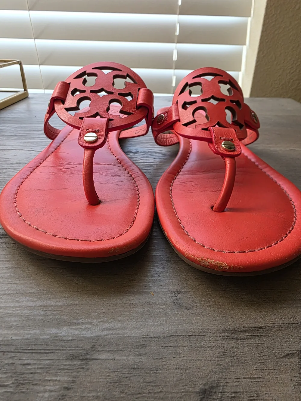 Tory Burch Women’s Poppy Red Miller Logo Thong Sandals